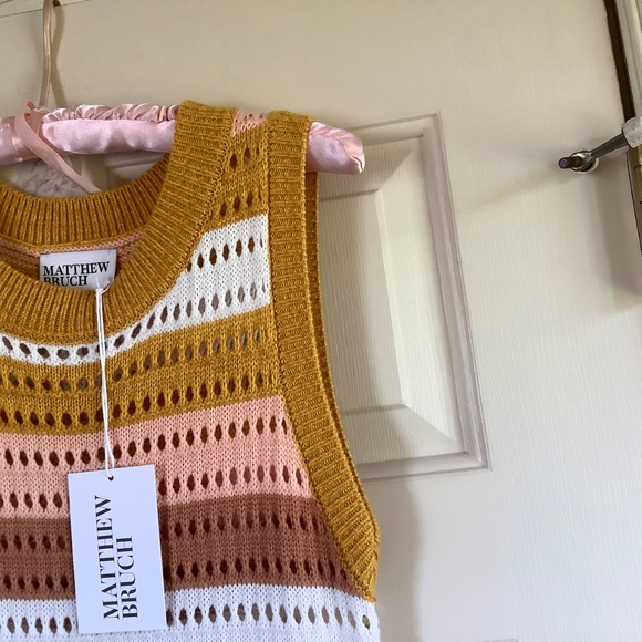 Matthew Bruch Striped Knit-Mesh Midi Tank Dress Sunset SZ 1/ US Small - Picture 7 of 14